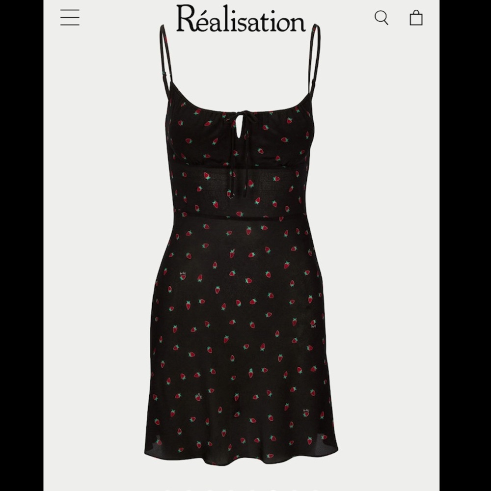 Realisation Par Inez Black Strawberry Dress